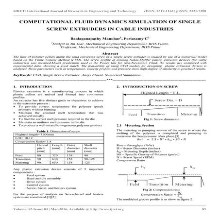 Computational fluid dynamics simulation of single screw extruders in cable in...