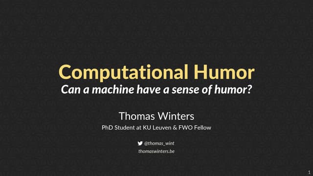 Computational Humor: Can a machine have a sense of humor? (2020)