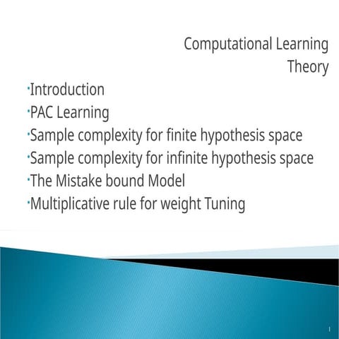 Computational Learning theory Machine Learning