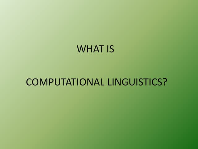 Computational linguistics