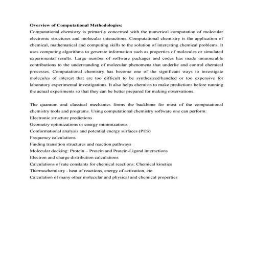 Computational methodologies