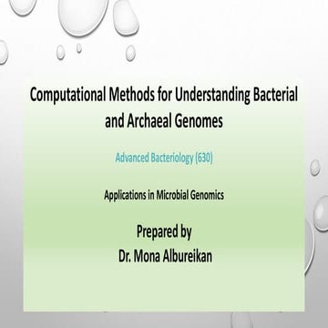 Computational methods for understanding bacterial and archaeal genomes Lectur...
