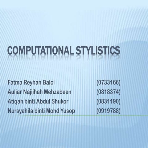 Computational stylistics ppt