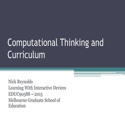 Computational thinking and curriculum | PPT
