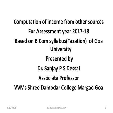 Computation of income from other souces