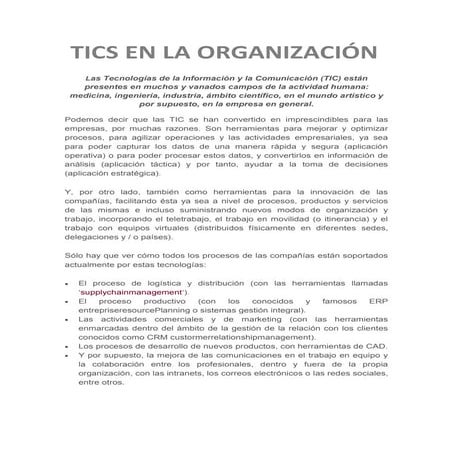 tics en las organizaciones
