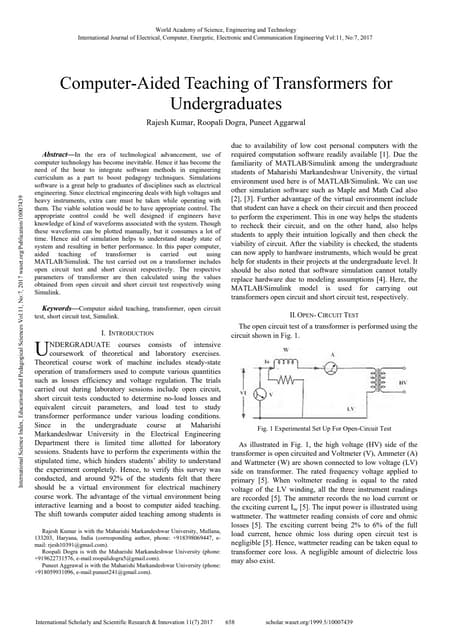 MULTIPLE TESTS ON TRANSFORMER WITH THE HELP OF MATLAB SIMULINK | PDF ...