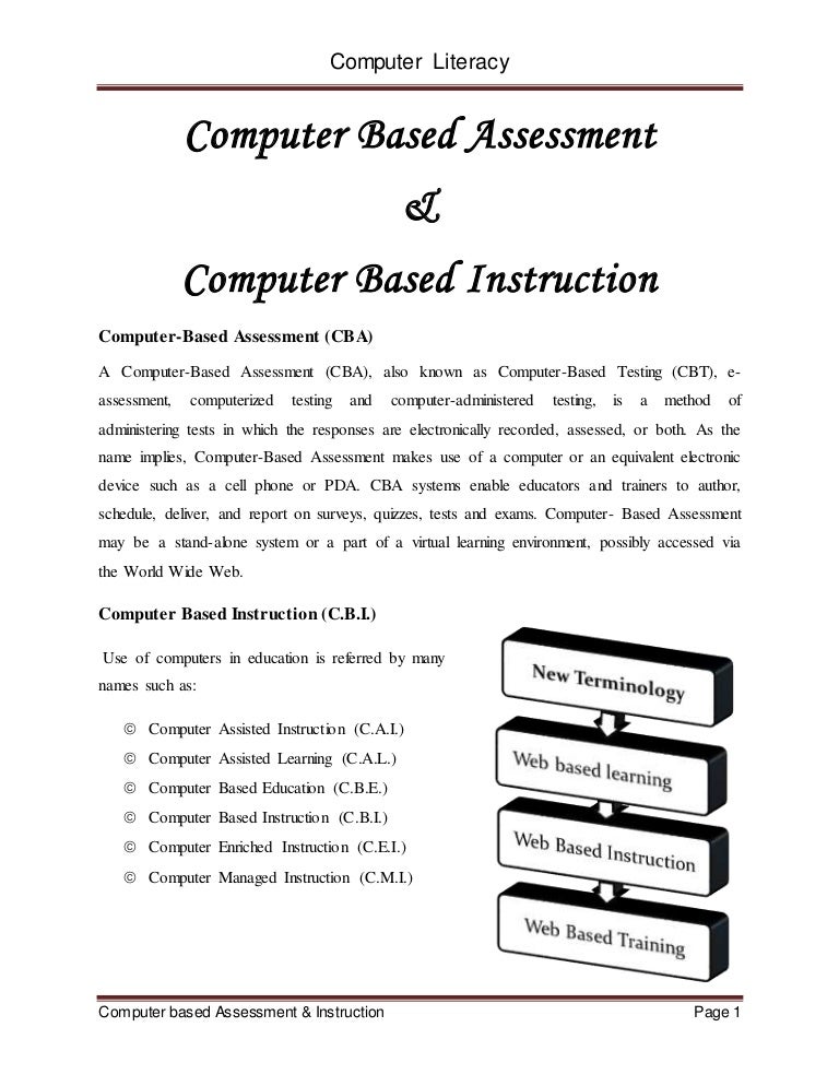 Computer based assessment