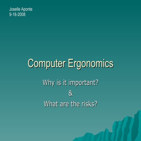 Computer Ergonomics | PPT