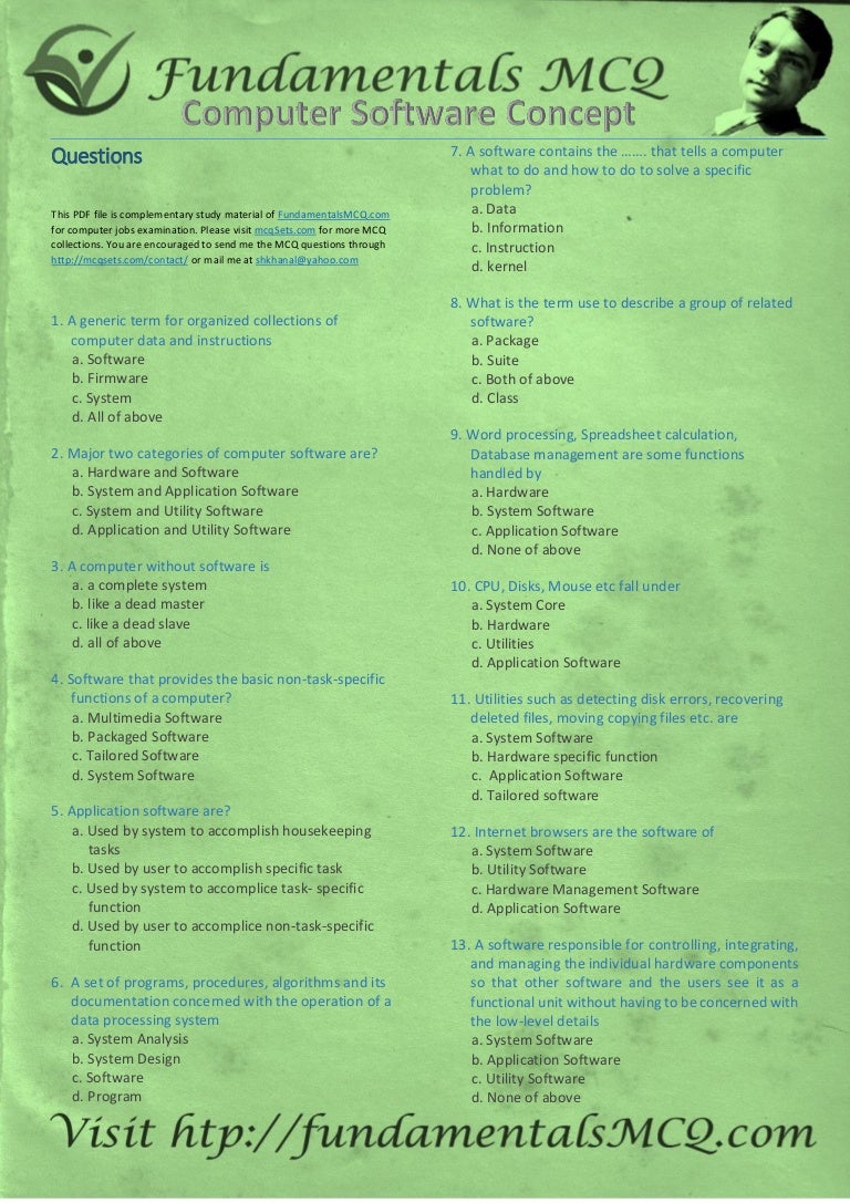 Computer Software Concepts Mcq Paper