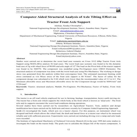 Computer aided structural analysis of axle tilting effect on