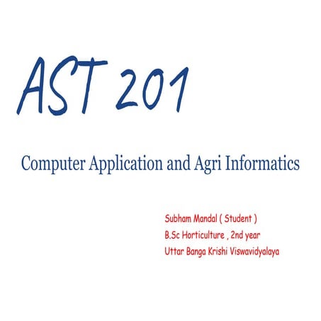 Computer Application and Agri Informatics