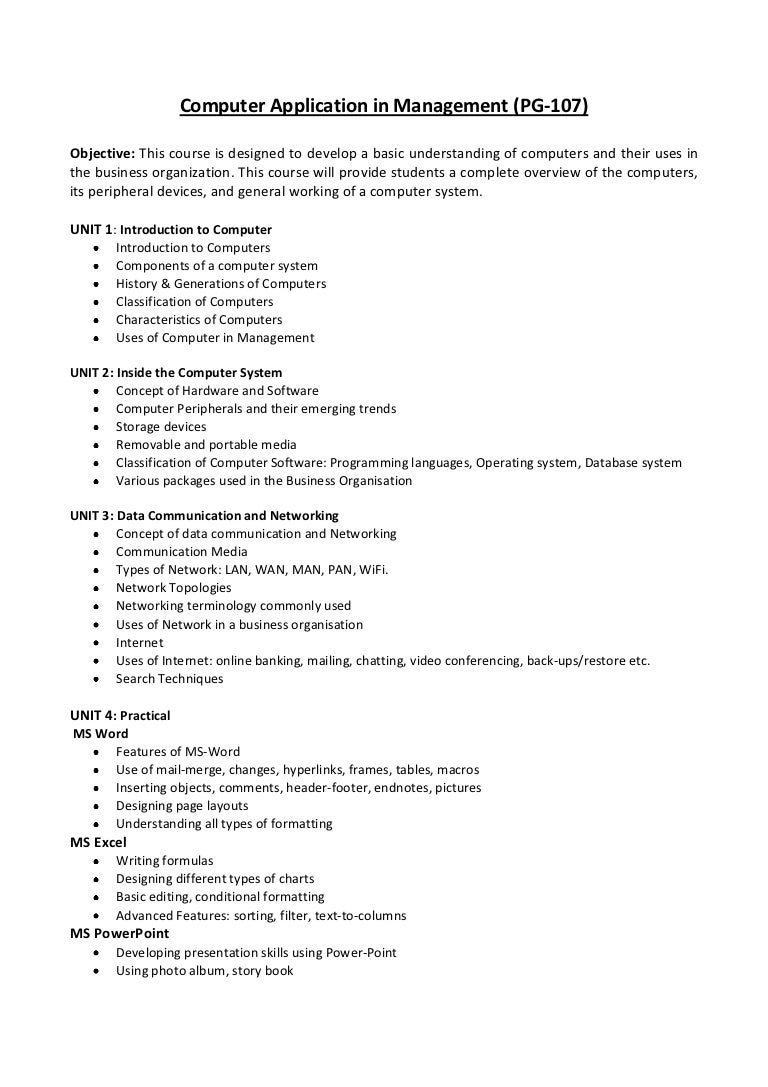 Computer application in_management_new_syllabus_