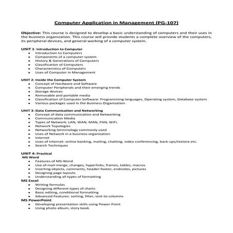 Computer application in_management_new_syllabus_