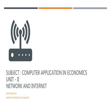 Computer applications in economics   UNIT - II