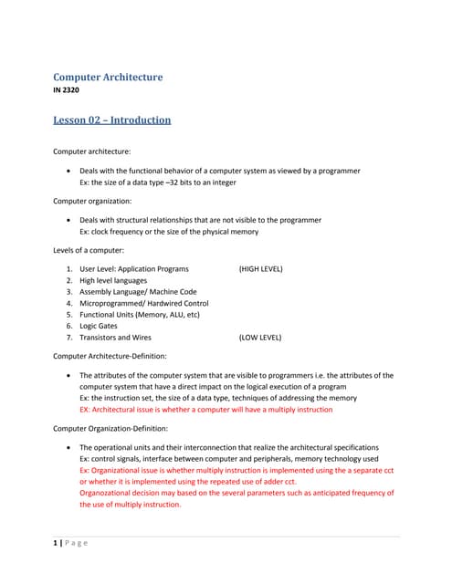 Computer architecture short note (version 8)