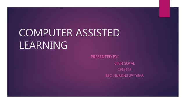 Computer assisted instruction