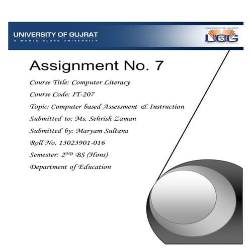 Computer based assessment content