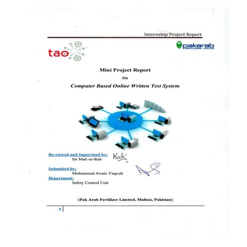 Computer based online written test system "Tao Software"