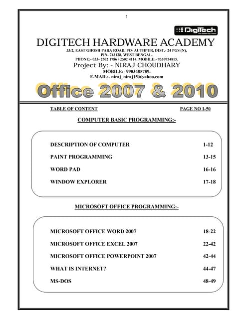 BASIC KNOWLEDGE OF COMPUTER