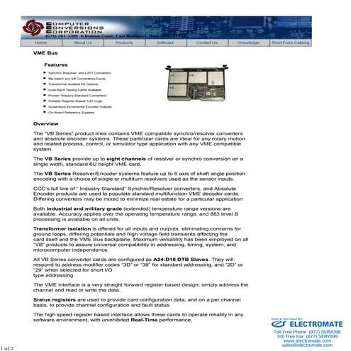 Computer conversions vme_specsheet