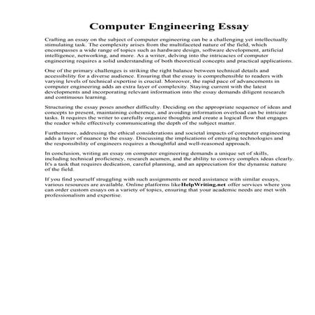 Computer Engineering Essay. Introduction to Computers: What is a ...