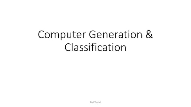 Computer generation and classification