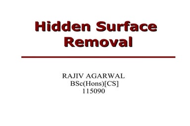 Hidden Visible Surface Algorithm