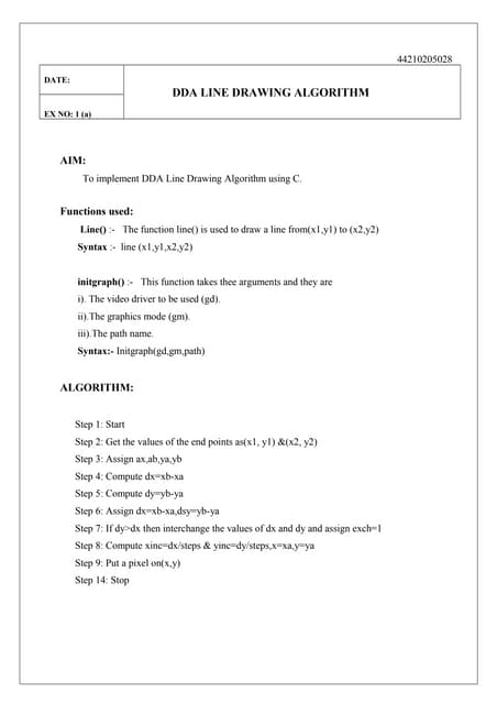 Digital Differential Analyzer Line Drawing Algorithm in C | PDF