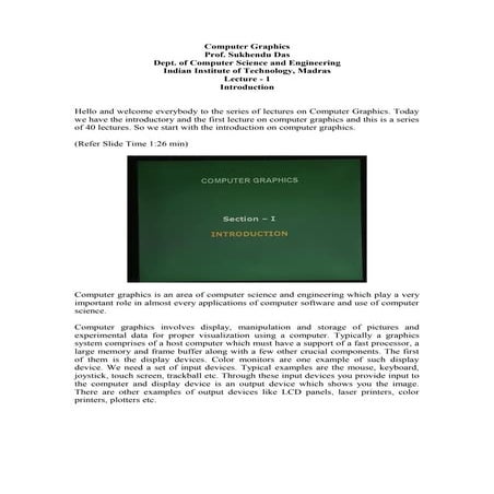 Computer graphics lec 1 | PDF