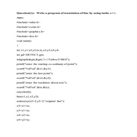 Computer graphics programs in c++ | PDF