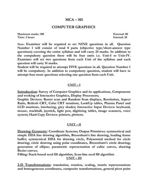 Computer graphics syllabus