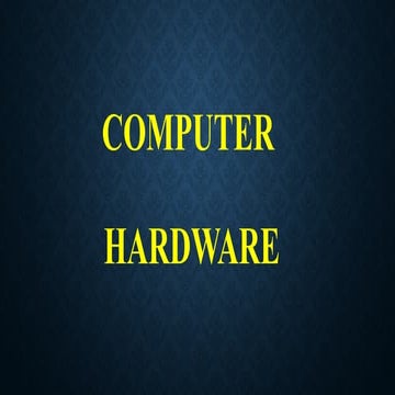 Computer hardware refers to the physical components of a computer that you ca...