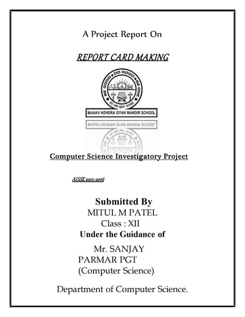 Report Card making BY Mitul Patel
