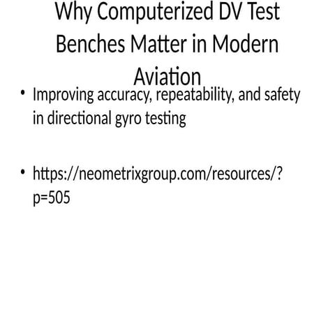 Why Computerized DV Test Benches Matter in Modern Aviation | PPTX