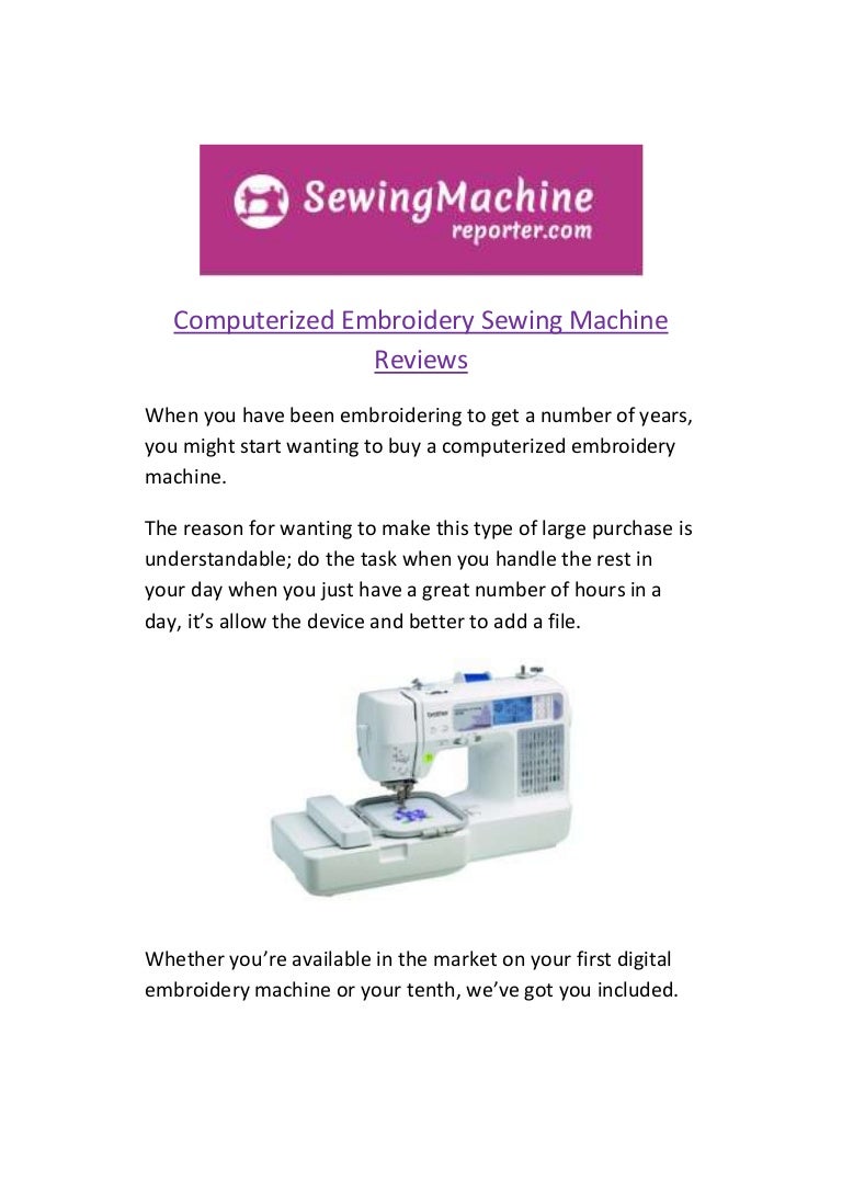 Computerized embroidery machine reviews