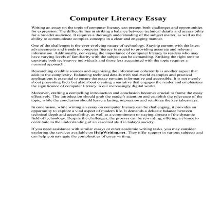 Computer Literacy Essay