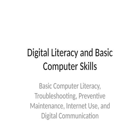 Digital Literacy refers to the ability to effectively and critically use digi...