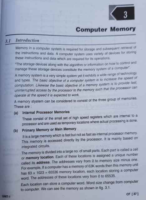 Computer memory book notes | PDF