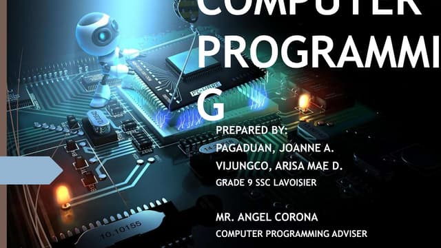 COMPUTER PROGRAMMING | PPT