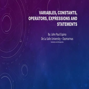 Computer programming - variables constants operators expressions and ...