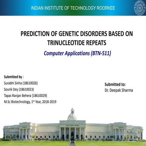 Prediction of Genetic Disorders based onTrinucleotide Repeats