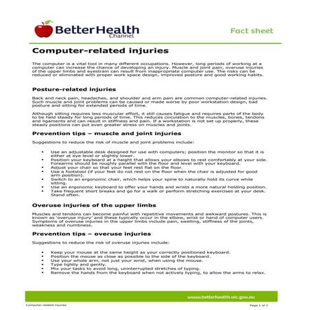 Computer Related Injuries