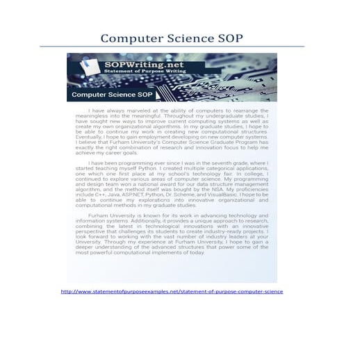 Computer Science SOP