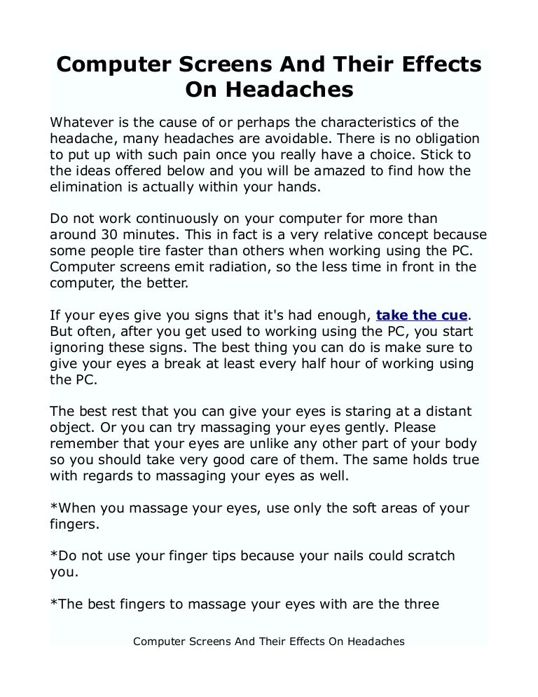 Computer Screens And Their Effects On Headaches