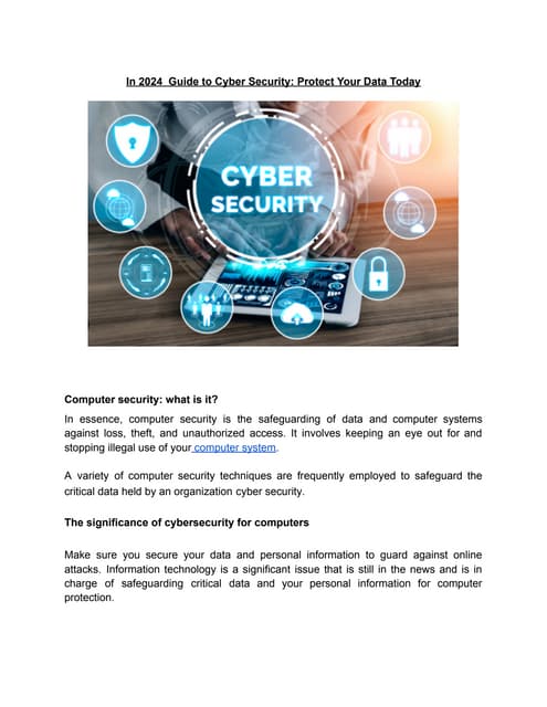 “In 2024  Guide to Cyber Security: Protect Your Data Today”