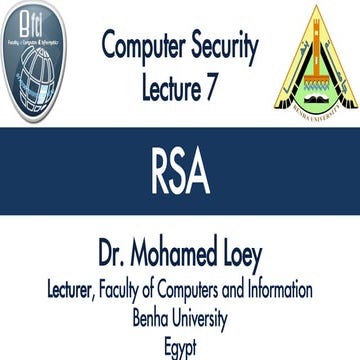 Computer Security Lecture 7: RSA | PPT