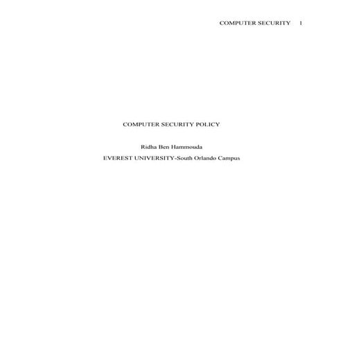Computer Security Policy