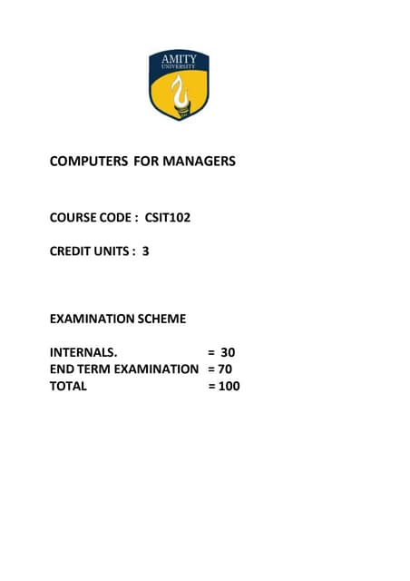 Computers for managers notes
