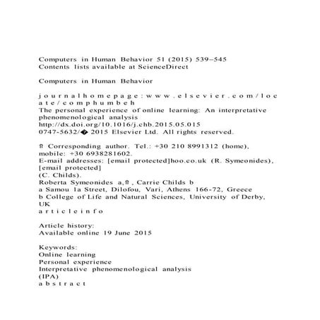 Computers in human behavior 51 (2015) 539–545 contents lists | PDF